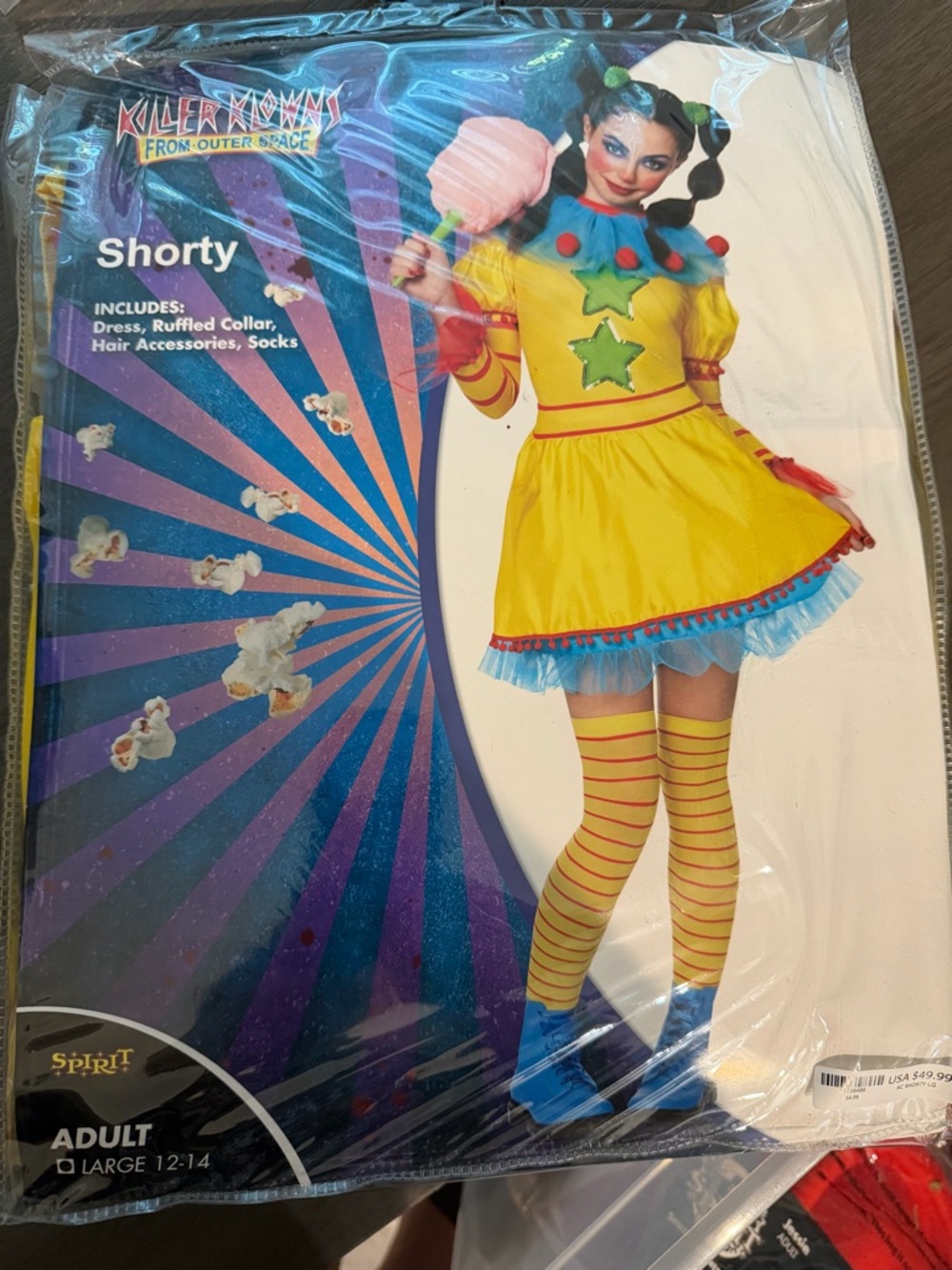 Spirit Yellow and Blue Shorty Clown Costume